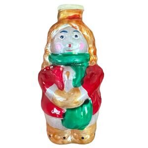 Vintage Blown Glass Girl Christmas Light Cover Taiwan Hand Painted